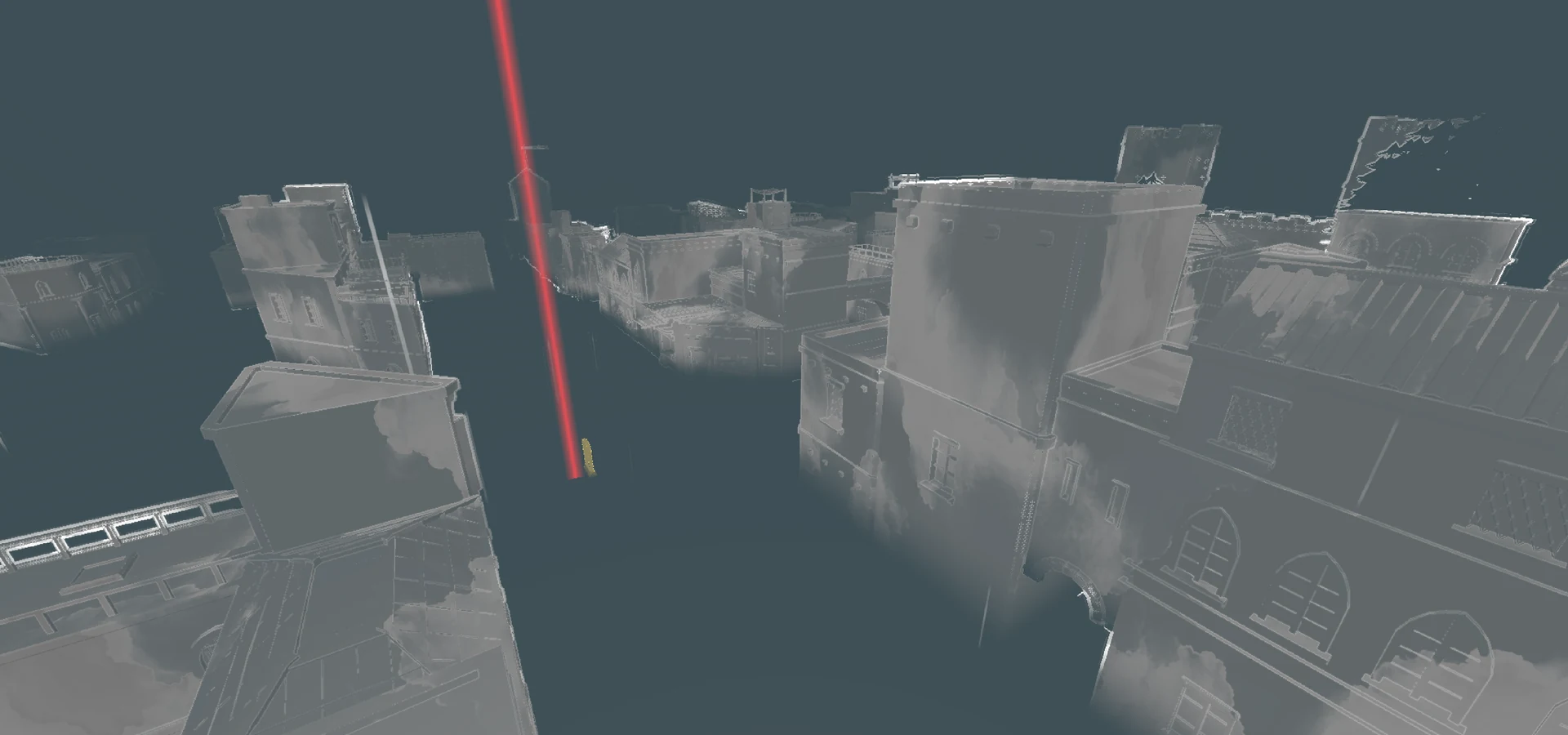 Stage 0 Neutral Wave revealing baseline skeletal ruins and central tablet beacon