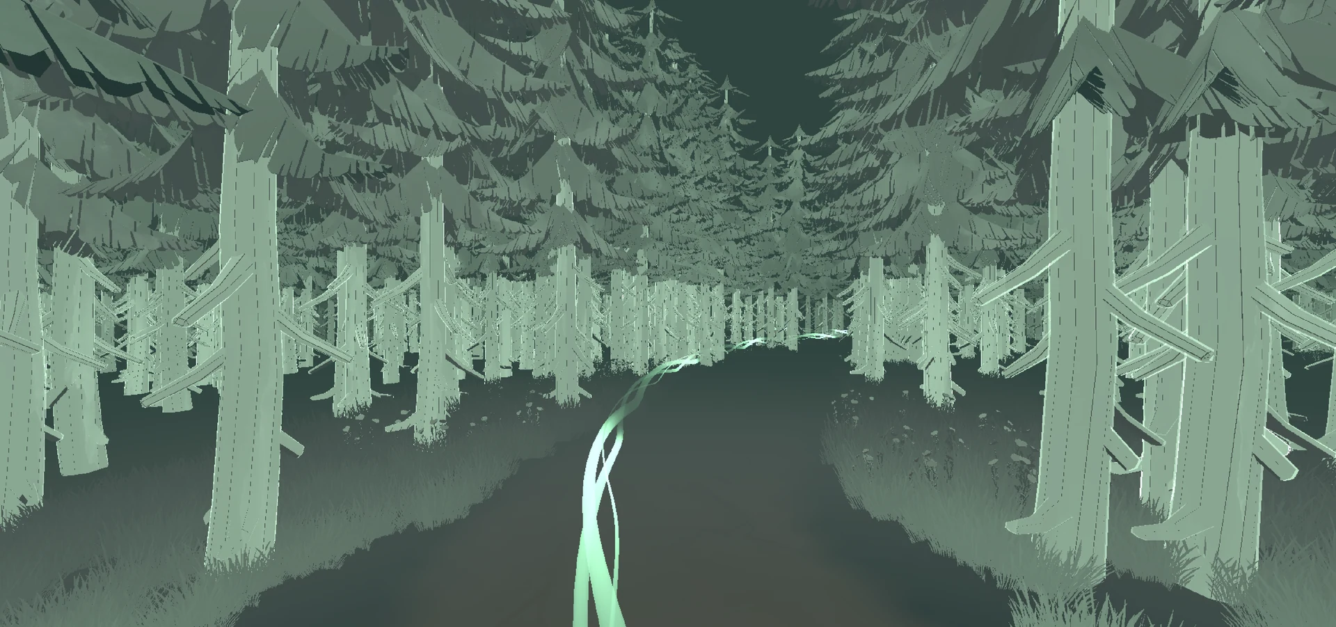 Illusory Woods pine corridor with acoustic guide ribbon